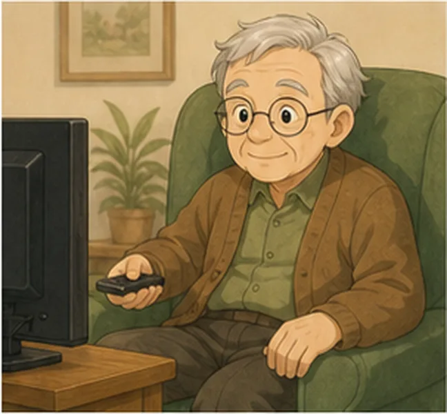 watching television