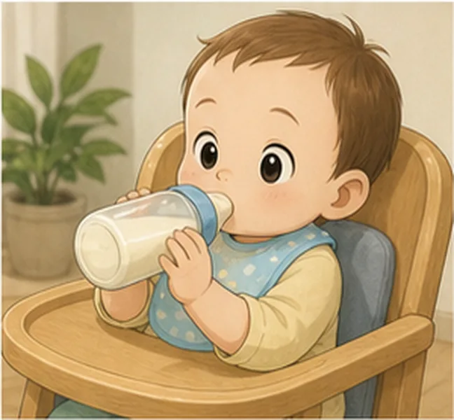 the baby drinking milk