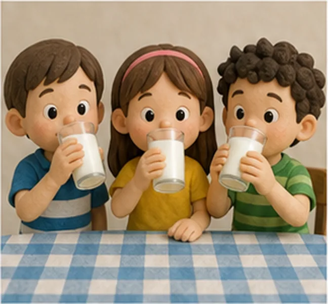 the children drinking milk