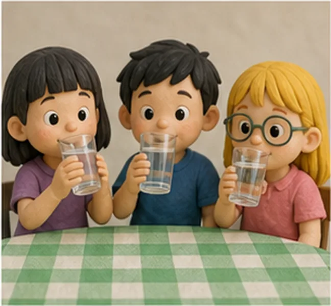 the children drinking water