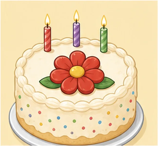 a red flower on the birthday cake