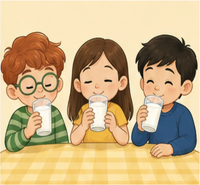 the children drinking milk