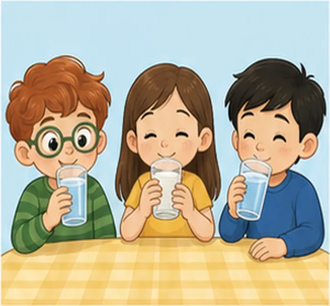 the children drinking water