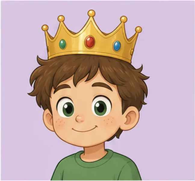 the birthday child wearing a crown