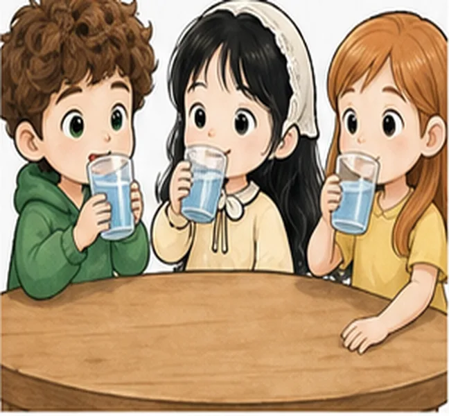 the children drinking water