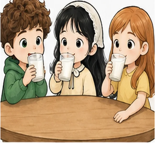 the children drinking milk