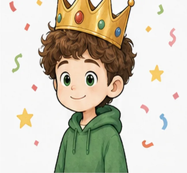 the birthday child wearing a crown