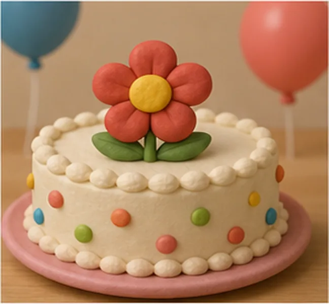 a red flower on the birthday cake
