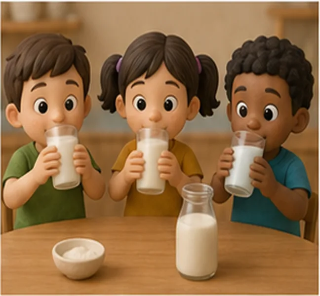 the children drinking milk