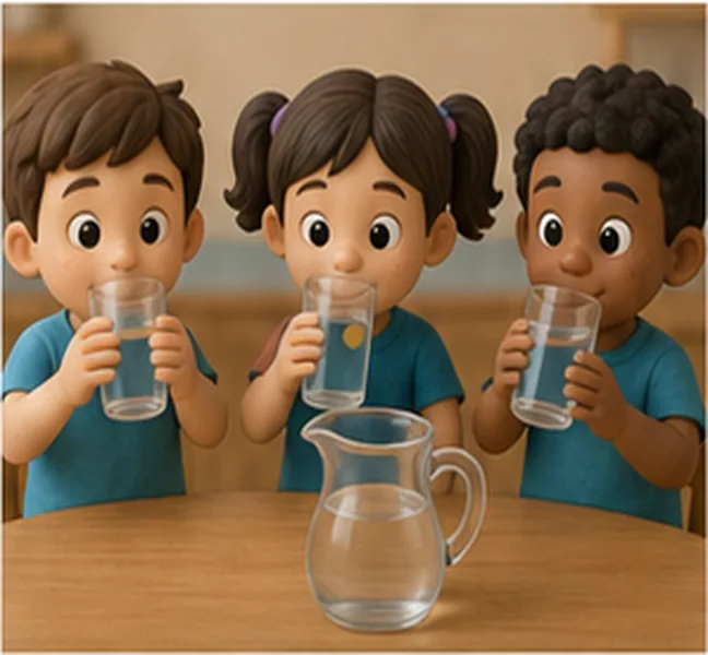 the children drinking water