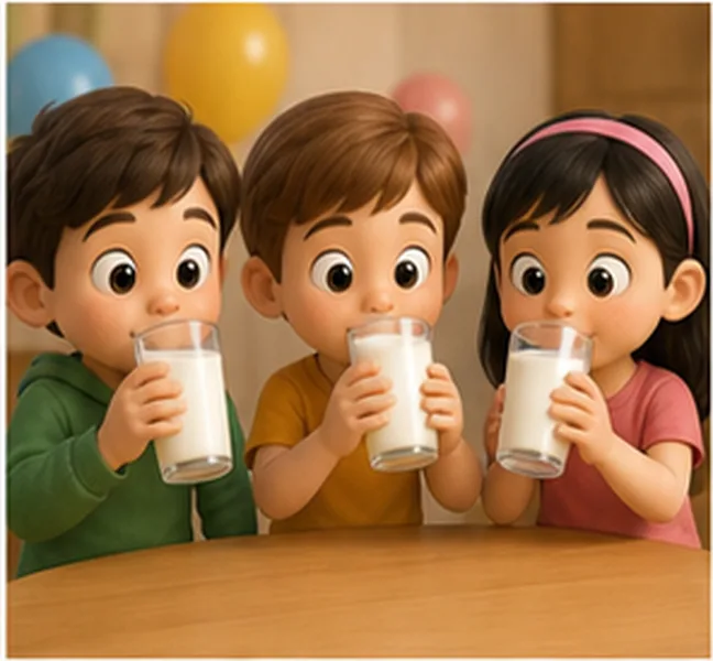 the children drinking milk