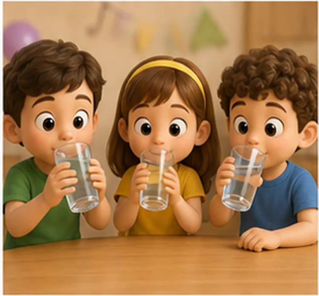 the children drinking water