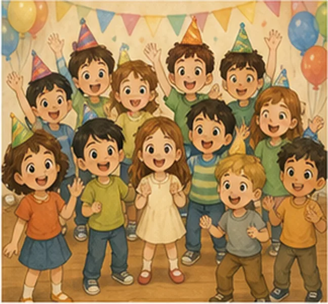 15 children at the party