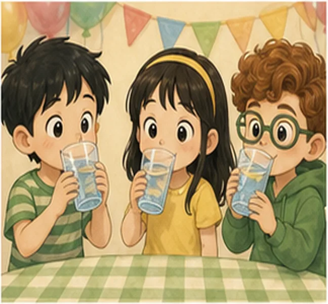 the children drinking water