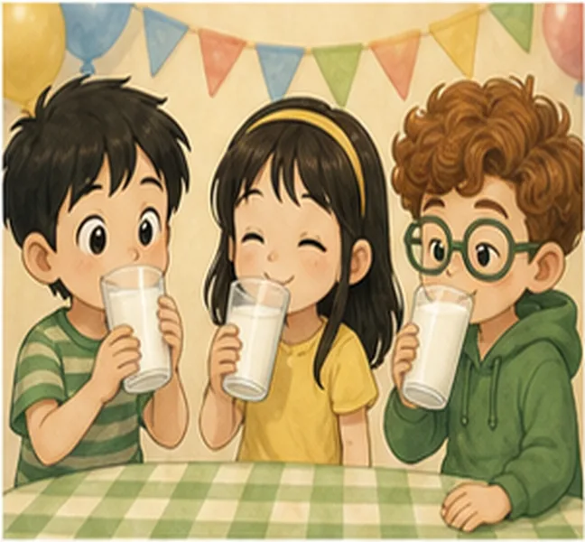 the children drinking milk