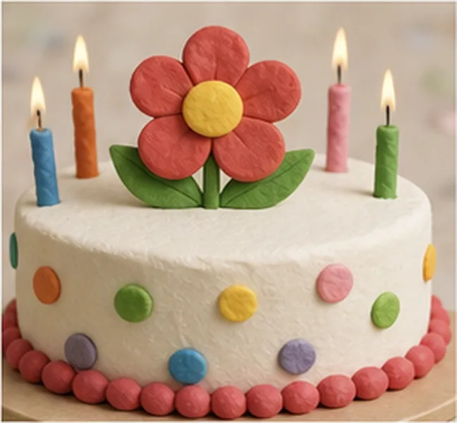 a red flower on the birthday cake