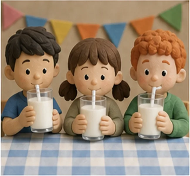 the children drinking milk