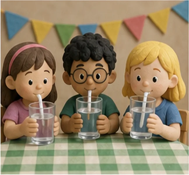 the children drinking water