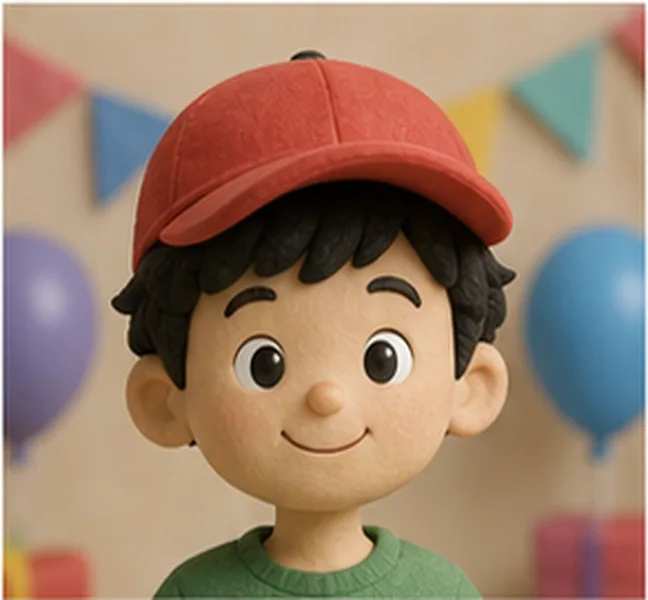 the birthday child wearing a red cap
