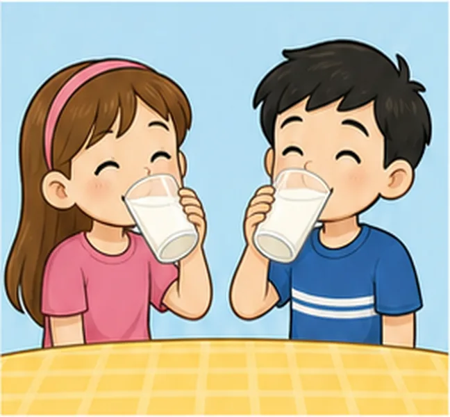 the children drinking milk