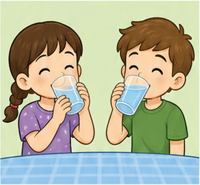 the children drinking water