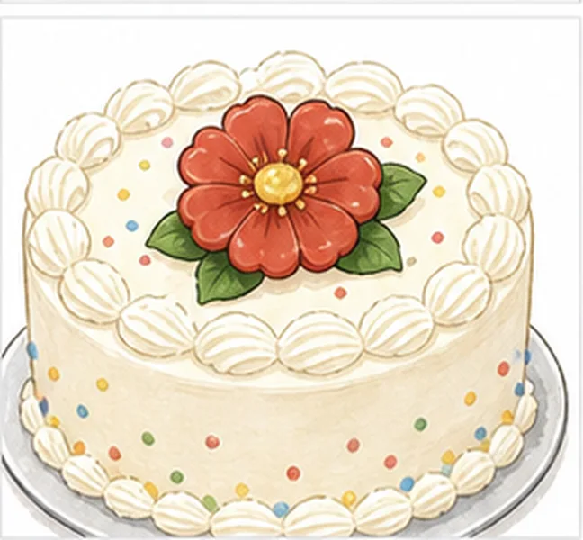 a red flower on the birthday cake