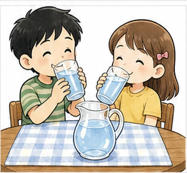 the children drinking water