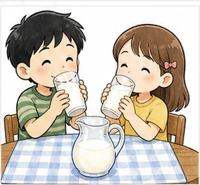 the children drinking milk