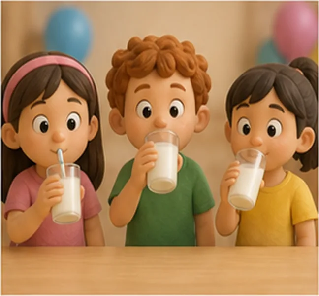 the children drinking milk