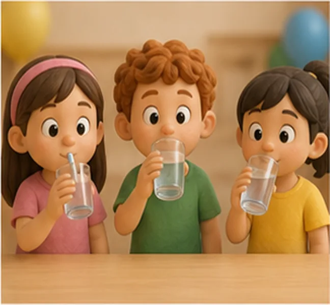 the children drinking water