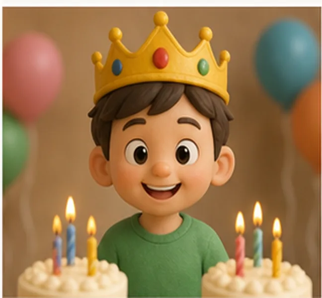 the birthday child wearing a crown