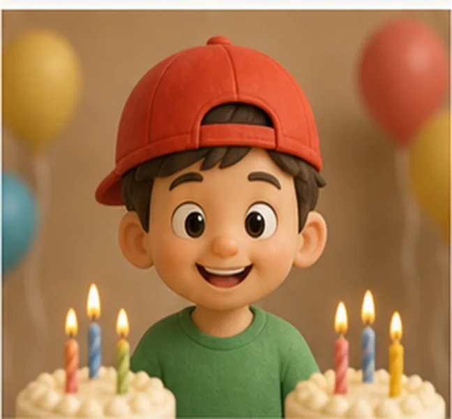 the birthday child wearing a red cap