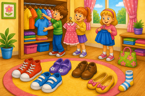 shoes and socks on a mat
