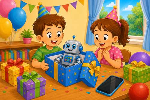 Robot and phone birthday presents